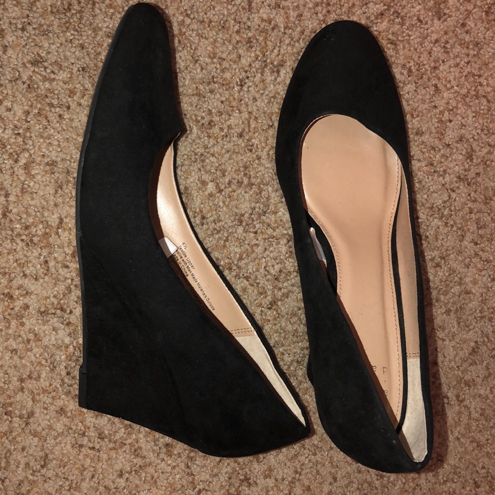 Black suede wedges
